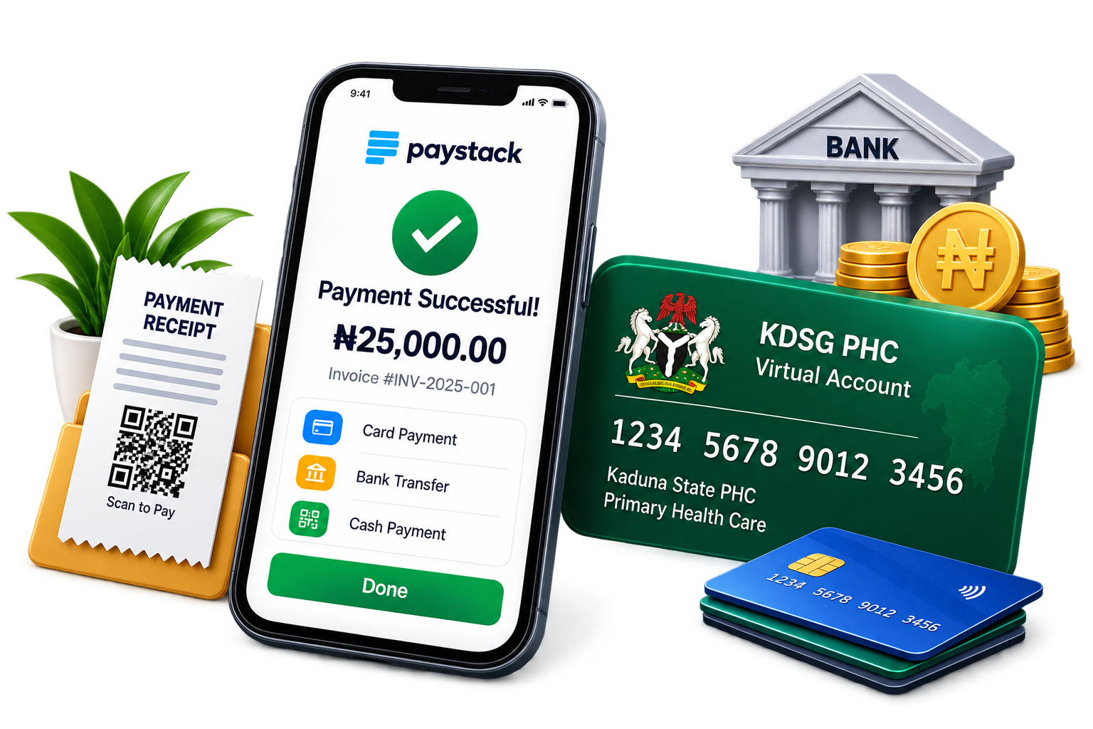 Mobile payment confirmation and PHC virtual account card